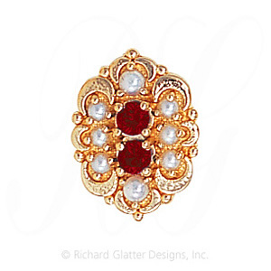 GS531 G/PL/PL - 14 Karat Gold Slide with Garnet center and Pearl and Pearl accents 